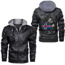 Ligerking - Wolf Iceland Coat Of Arms Leather Jacket A95