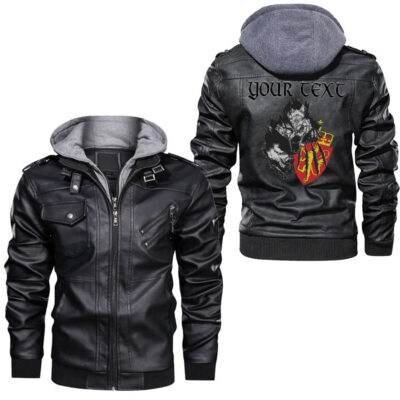 Ligerking - Wolf Norway Flag Leather Jacket A95