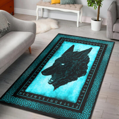 Ligerking Area Rug - Wolf Red Eye Cyan Area Rug A35