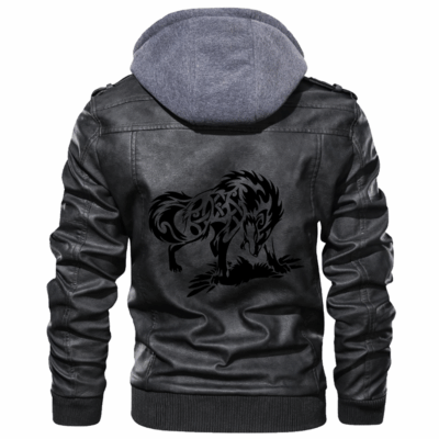 Ligerking - Wolf Viking Tattoo Leather Jacket A35
