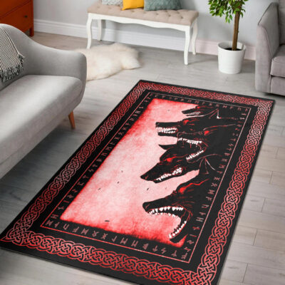 Ligerking Area Rug - Wolves Red Eye Red Area Rug A35