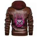 Ligerking - Woman Pink Head Leather Jacket A35