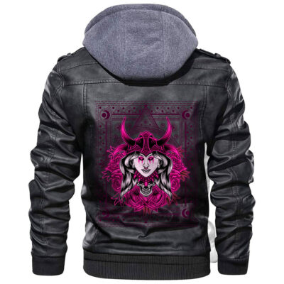 Ligerking - Woman Pink Head Leather Jacket A35