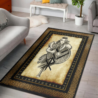 Ligerking Area Rug - Women's Warrior Axes and Shield Area Rug A35