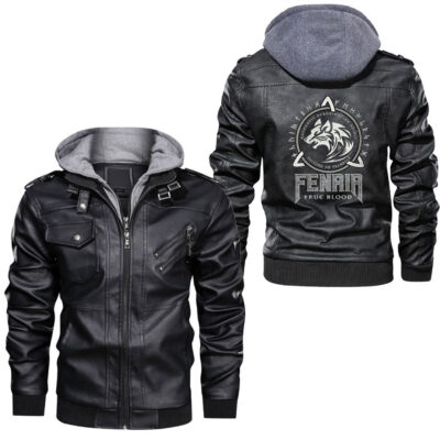 Ligerking - Womens Norse God Odin Viking Warrior Nordic Mythology Ravens Axe Leather Jacket A35
