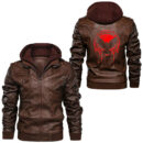 Ligerking - Womens Viking Raven Valknut and Moon Gold Leather Jacket A35