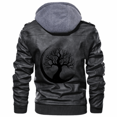 Ligerking - Yggdrasil Black and White Leather Jacket A35