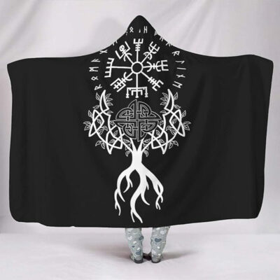 Ligerking Hooded Blanket - Yggdrasil and Vegvisir Tattoo A35