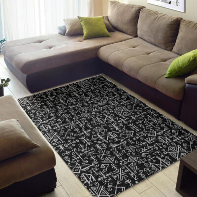 Viking Area Rug - Futhark Norse Runes Scandinavian Viking Pattern Print Area Rug