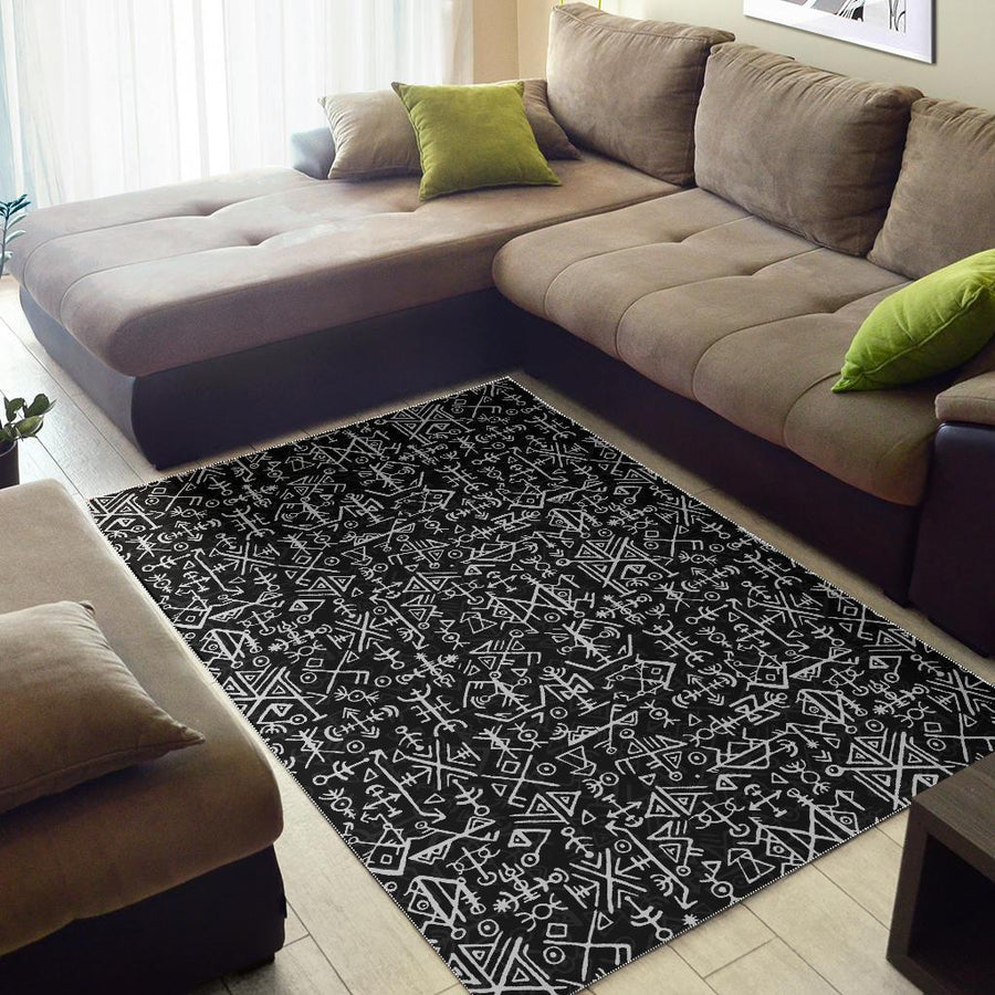 Viking Area Rug - Futhark Norse Runes Scandinavian Viking Pattern Print Area Rug