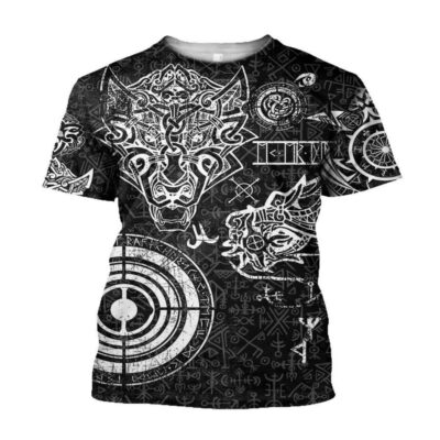 Ligerking Clothing - Fenrir And Nidhogg Viking Tattoo T-Shirt
