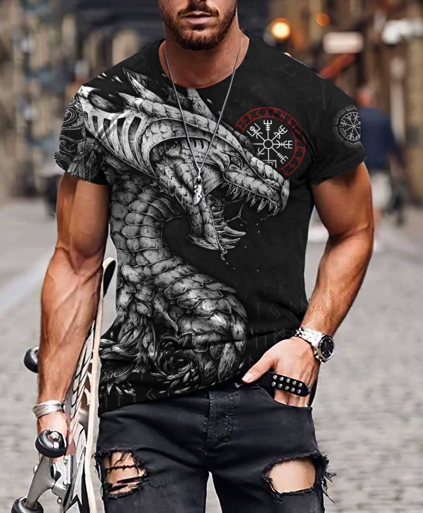 Ligerking Clothing - Viking Dragon, Vegvisir T-Shirt - New