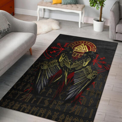 Ligerking Area Rug - Vikings Valknut and Ravens Tattoo A7