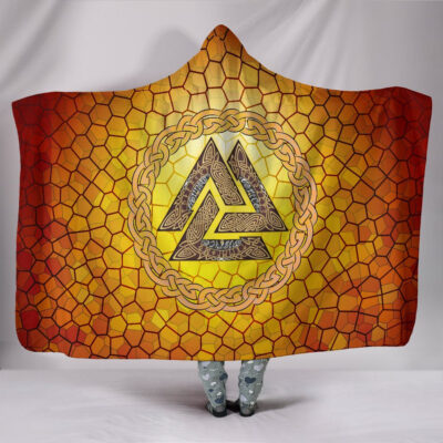 Ligerking Hooded Blanket - Valknut Vignette On A Gold Background A27