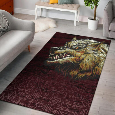 Ligerking Area Rug - Fenrir On The Blood Moon Background A27