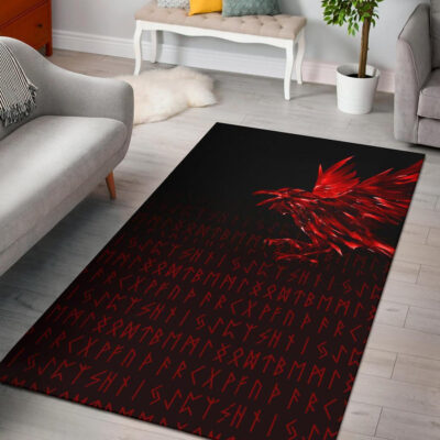 Ligerking Area Rug - The Raven Of Odin Rune, Red A27