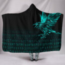 Ligerking Hooded Blanket - The Raven Of Odin Rune Cyan A27