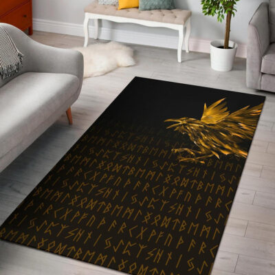 Ligerking Area Rug - The Raven Of Odin Rune, Gold A27