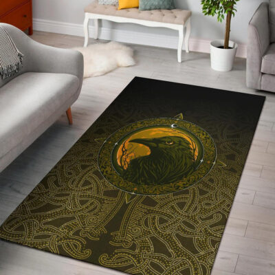 Ligerking Area Rug, Ethnic Odin Raven Gold A31