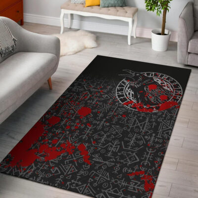 Ligerking Area Rug - Odin Raven Rune Futhark Blood A27
