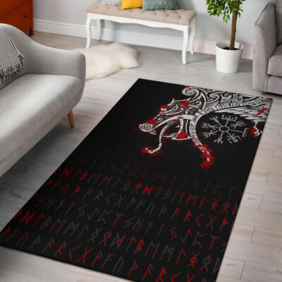 Ligerking Area Rug, Dragon and Vegvisir Blood Tattoo A27