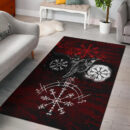 Ligerking - Area Rug Raven of Odin and Symbol Viking on Blood Background A27