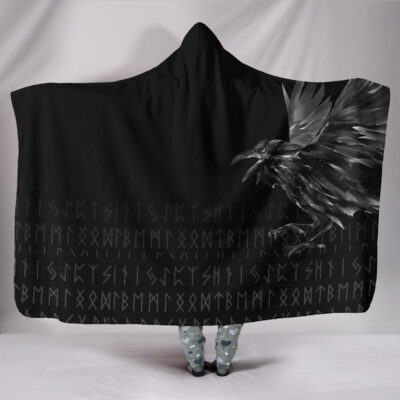 Ligerking Hooded Blanket - The Raven Of Odin Rune A27