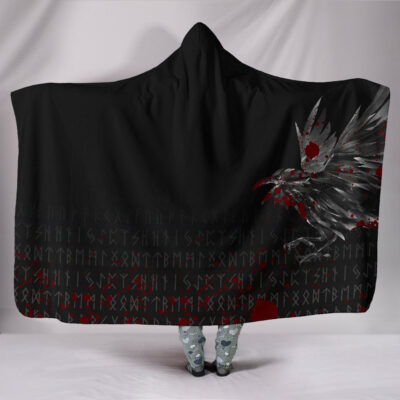 Ligerking Hooded Blanket - The Raven Of Odin Rune Blood A27