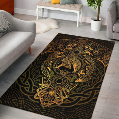 Ligerking Area Rug - Fenrir Tattoo Gold Area Rug A35