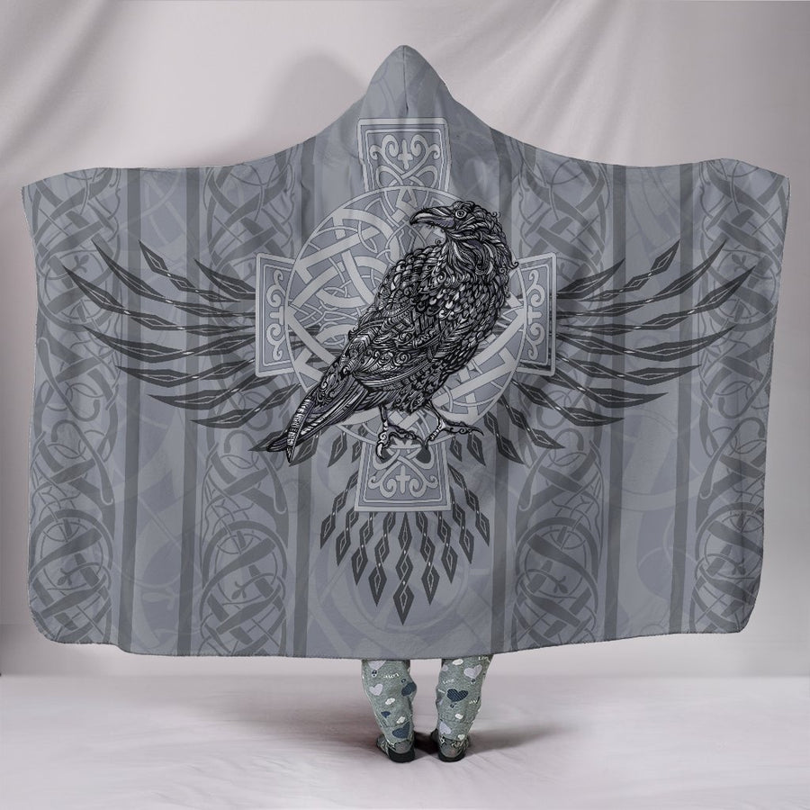 Ligerking Hooded Blanket - Odin's Celtic Raven - Scandinavian Tattoo A27