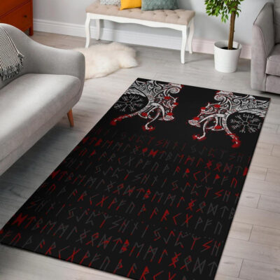 Ligerking Area Rug - Double Dragon Tattoo And Vegvisir Blood A27