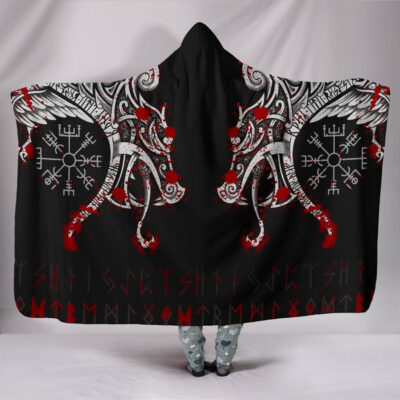 Ligerking Hooded Blanket - Double Dragon Tattoo And Vegvisir Blood A27
