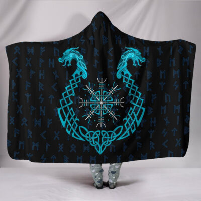 Ligerking Hooded Blanket, Aegishjalmur Helm Of Awe Blue Edition A27 Collection