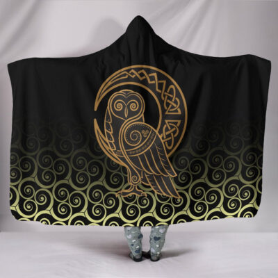 Ligerking - Hooded Blanket Owl Celtic On Triskels Background A27