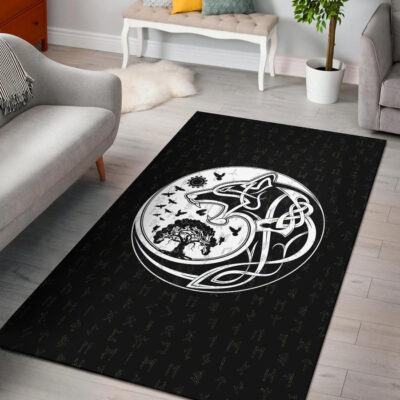 Ligerking Area Rug, Skoll And Hati Rune Tattoo A31