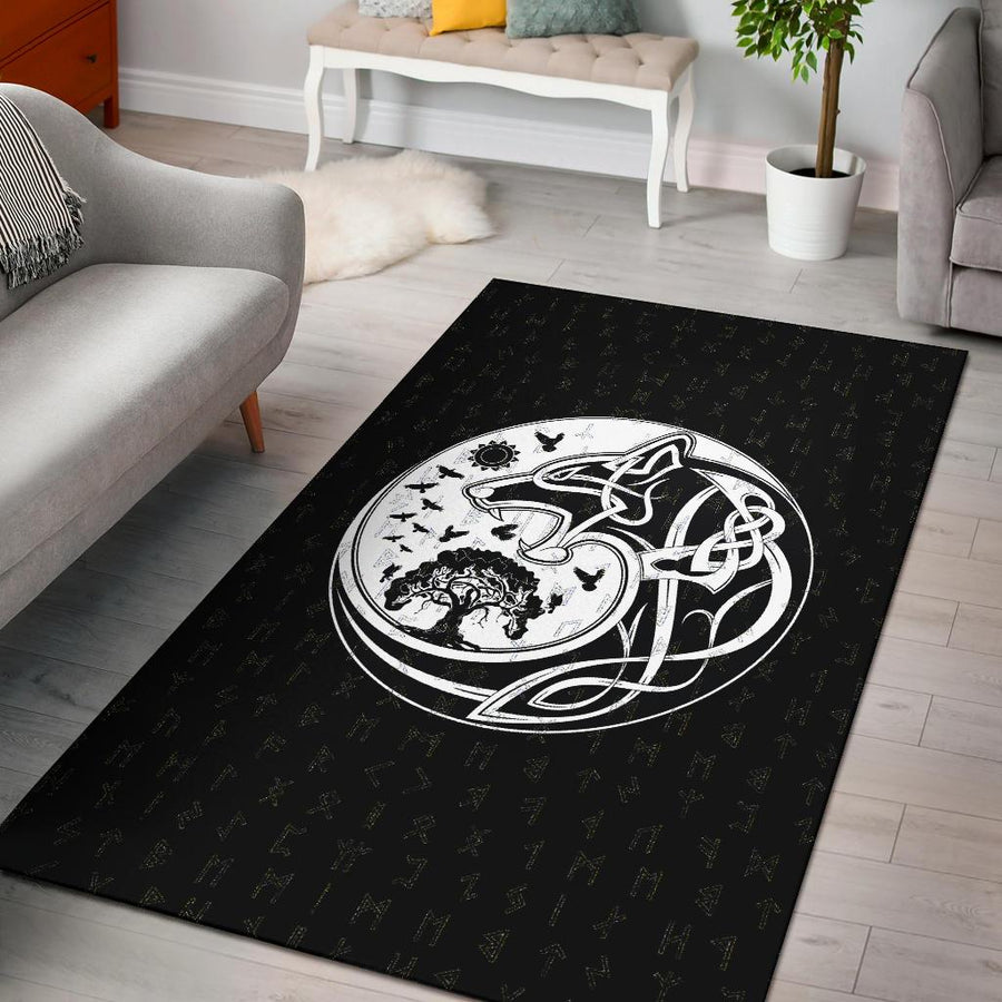 Ligerking Area Rug, Skoll And Hati Rune Tattoo A31