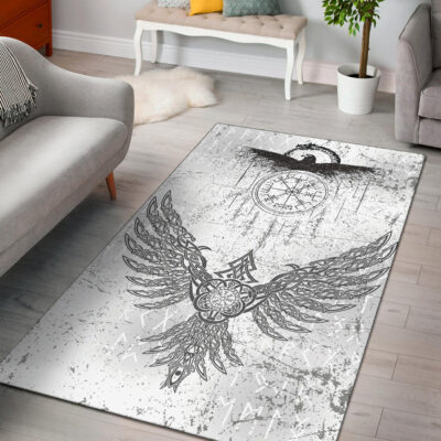 Ligerking Area Rug - Raven Midgard and Compass Viking Area Rug A35