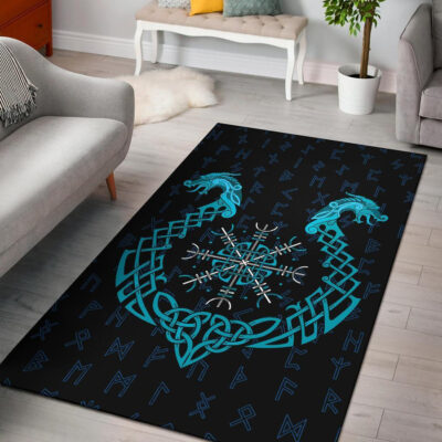 Ligerking Area Rug, Aegishjalmur Helm Of Awe Blue Edition A27