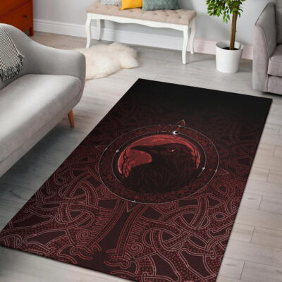 Ligerking Area Rug, Ethnic Odin Raven Red A31