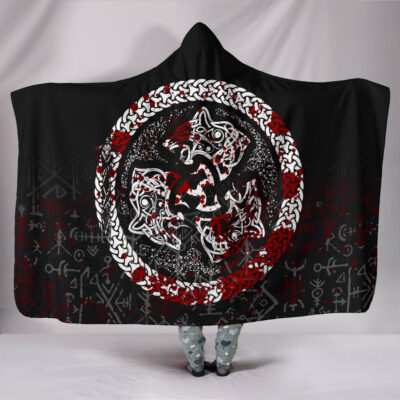 Ligerking Hooded Blanket - Fierce Blood Wolf Symbol Of A Viking Nordic A27