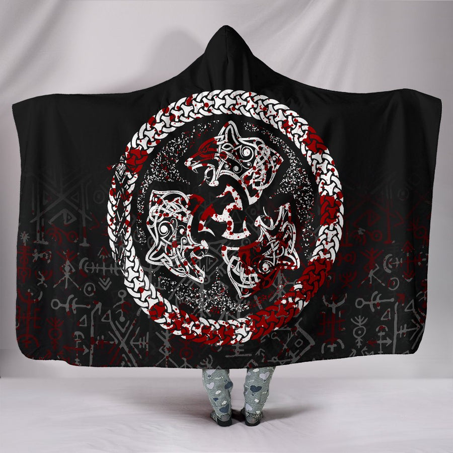 Ligerking Hooded Blanket - Fierce Blood Wolf Symbol Of A Viking Nordic A27
