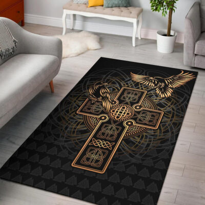 Ligerking Area Rug - Odin's Celtic Raven Tattoo A31