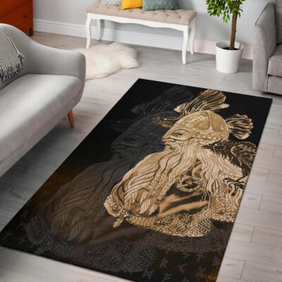 Ligerking Area Rug - Odin Raven Viking Gold A27