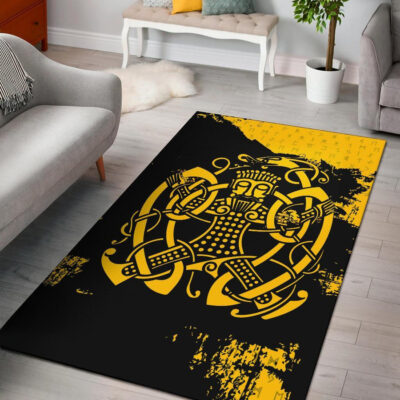 Ligerking Area Rug, Loki Bound Triskele Rune Gold A31
