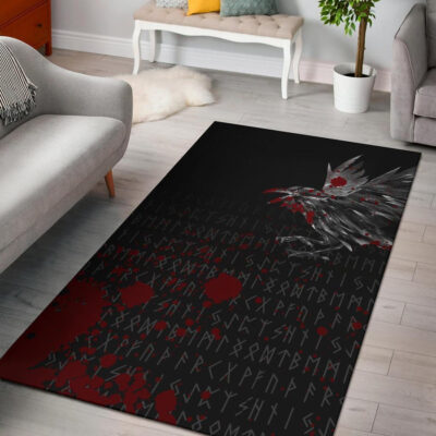 Ligerking Area Rug - The Raven Of Odin Rune Blood A27