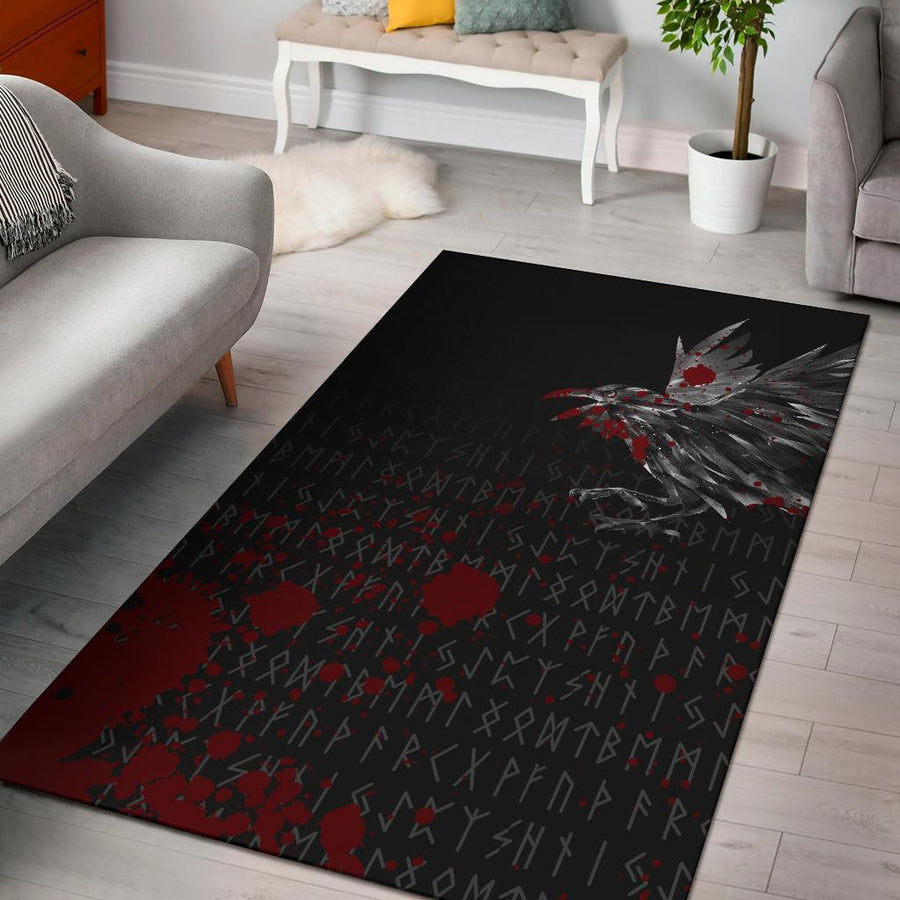 Ligerking Area Rug - The Raven Of Odin Rune Blood A27