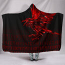 Ligerking Hooded Blanket - The Raven Of Odin Rune, Red A27