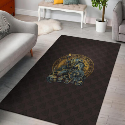 Ligerking Area Rug Warrior Viking Shield Skull A15