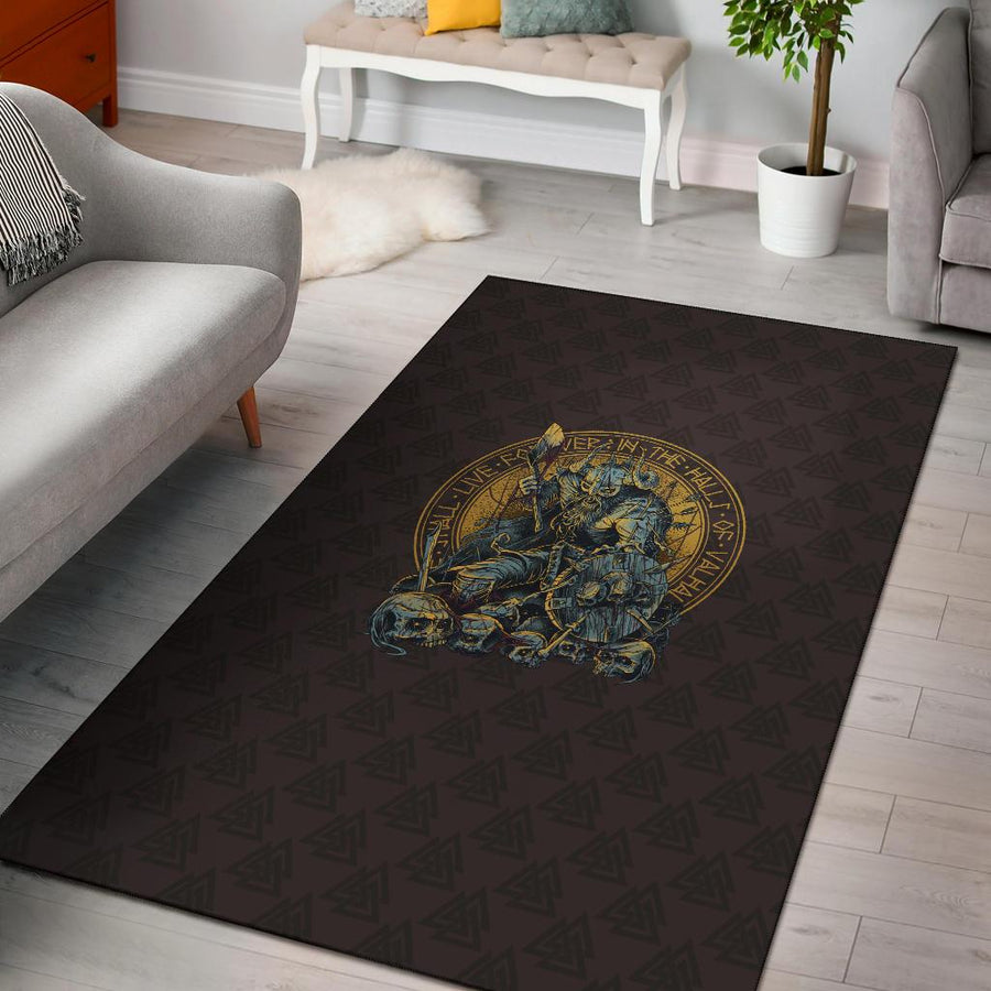 Ligerking Area Rug Warrior Viking Shield Skull A15