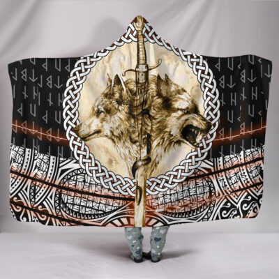 Ligerking Hooded Blanket - Wolf and Vikings Tattoo 3D A27